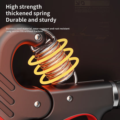 Grip strength device for men by FitGearMonarch, showcasing a high-strength, thickened stainless steel spring with durable and sturdy construction.